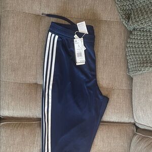 Adidas Blue Joggers with White Stripes, Adult Large